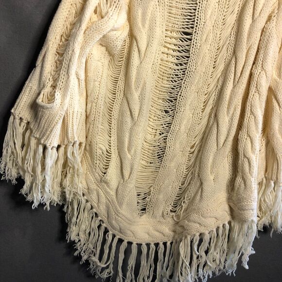 haute hippie Mesh Knit poncho os beige knit boho knit onesize m l Sweater to - Picture 9 of 12